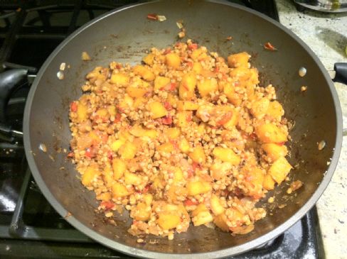 Barley with Butternut Squash, Apples and Onions