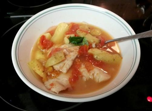 Poached Cod in Tomato Broth