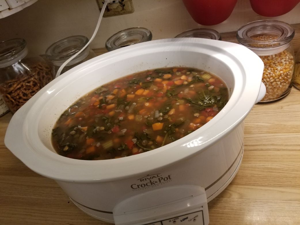 Crock Pot Spinach and Lentil Soup