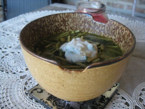 Persian Spinach and Lentil Soup with Yogurt Sauce