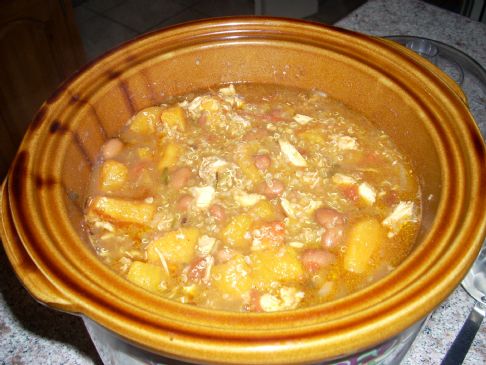 Chicken Chili with Quinoa, Sweet Potatoes and Fresh Herbs