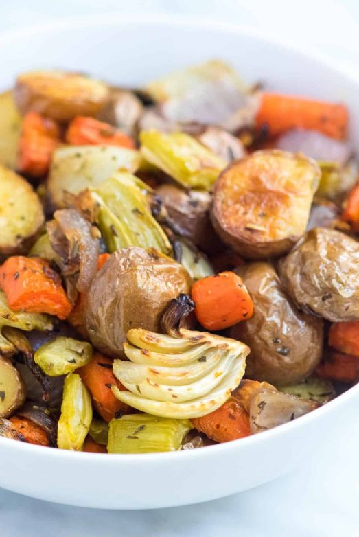 Roasted Vegetables in Chicken Stock