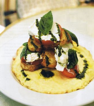 Open Omelette with Ciabatta, Mozzarella and Basil Oil