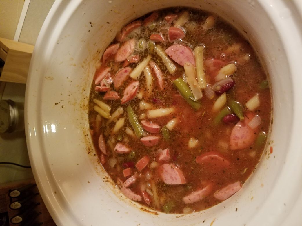 Crock pot sausage and bean soup