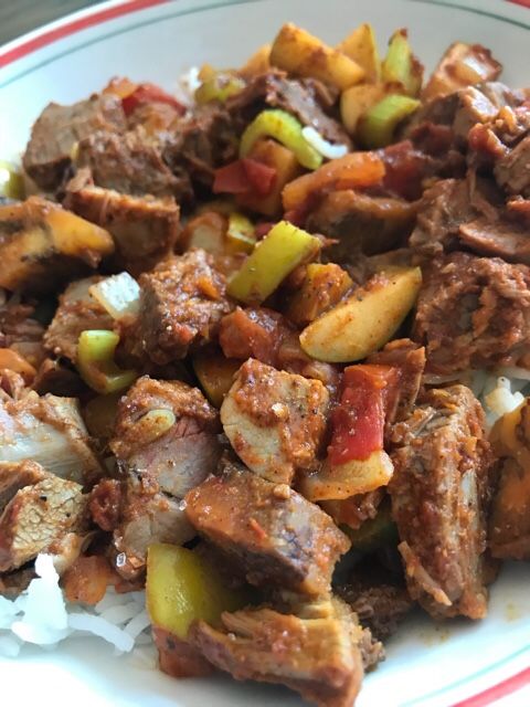 Leftover lamb curry with apple