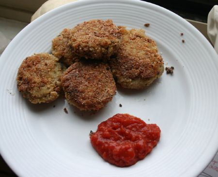 Eggplant cakes with marinara dipping sauce