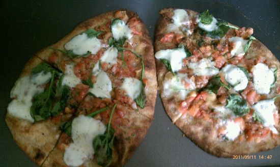 Goat Cheese, Spinach, Bruschetta Naan Pizza