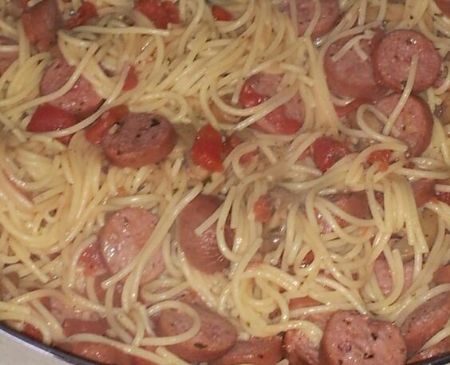 Star's smoked sausage and noodles