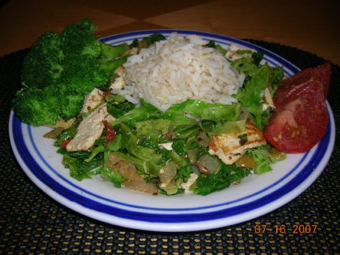 Spicy Cabbage Stir Fry with Tofu