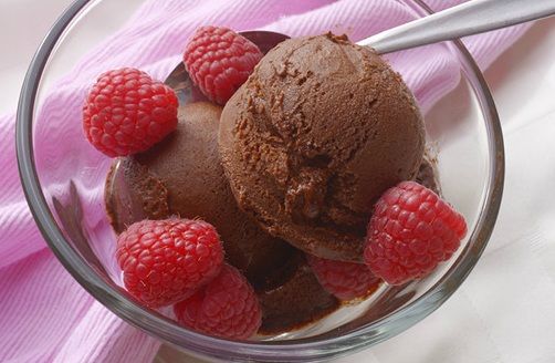 Bittersweet Chocolate Sorbet with Berries