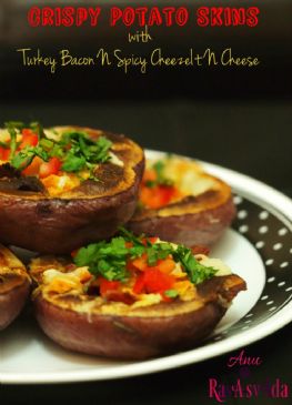 Crispy Potato Skins | Turkey Bacon N Spicy CheezeIt Cheese