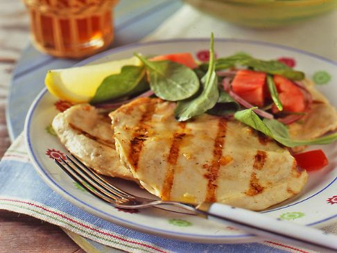 Grilled Chicken Paillard with Lemon and Black Pepper and Arugula-Tomato Salad