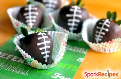 Chocolate-Covered Strawberry Footballs