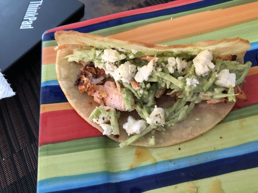 Salmon Tacos with Broccoli Slaw