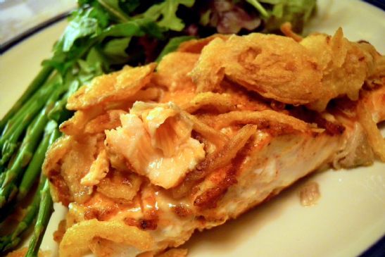 Baked Salmon with Fried Onions