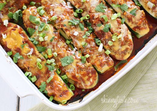 Chicken Enchilada Stuffed Zucchini Boats (Skinnytaste.com)