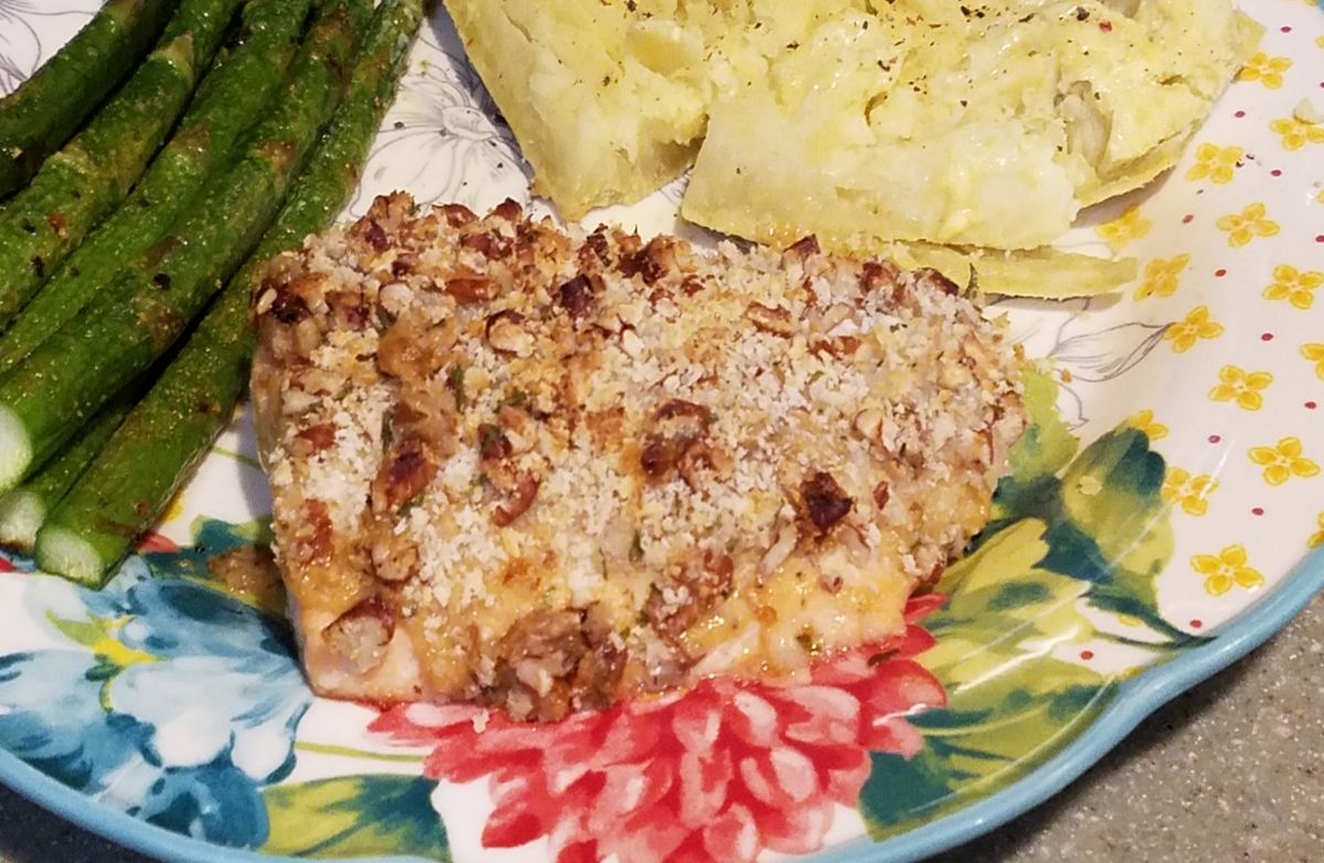 *Honey Mustard Panko Crusted Baked Salmon