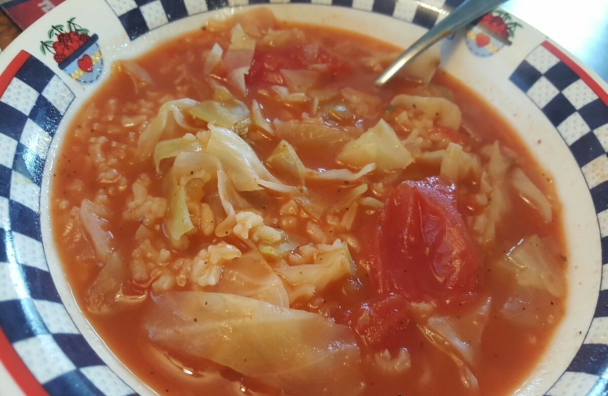 Tomato Cabbage and Rice Soup