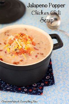 Jalapeno Popper Chicken Chili Soup with Bacon