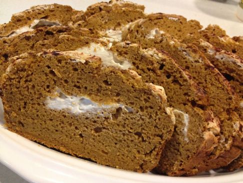 Non-Fat 100% Whole Wheat Pumpkin Bread with Cream Cheese Swirl