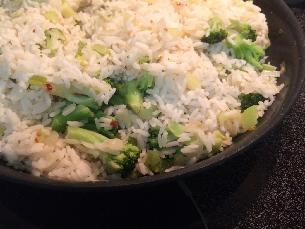 rice with Broccoli Onion and Peppers