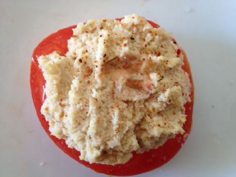 Sprouted Hummus on Tomato Slices
