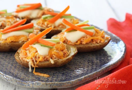 Skinny Buffalo Chicken Potato Skins