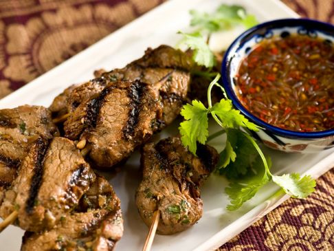 Grilled Pork Kabobs with Red Chile Sauce
