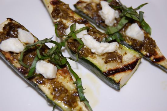 Grilled Zucchini with Feta and Pesto