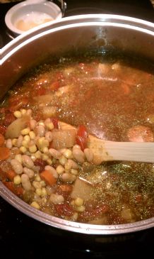 Navy Bean Soup with Corn and Red Peppers