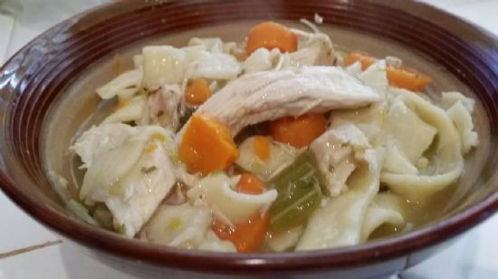 Chicken with egg noodles