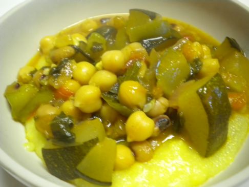 Zucchini and Tomato Garden Stew over Polenta