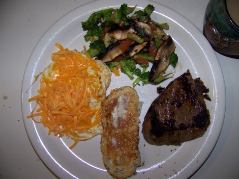 Steak, eggs and veggie breakfast