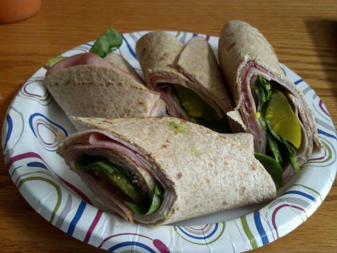 Ham, turkey, spinach, avocado wrap