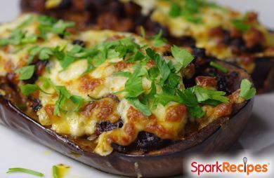 Cheesy Vegetable-Stuffed Eggplant