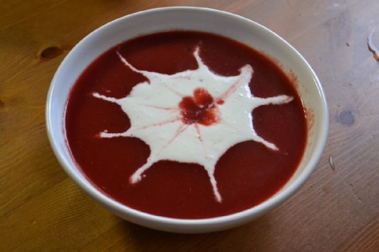 Beet Soup with Goat cheese cream