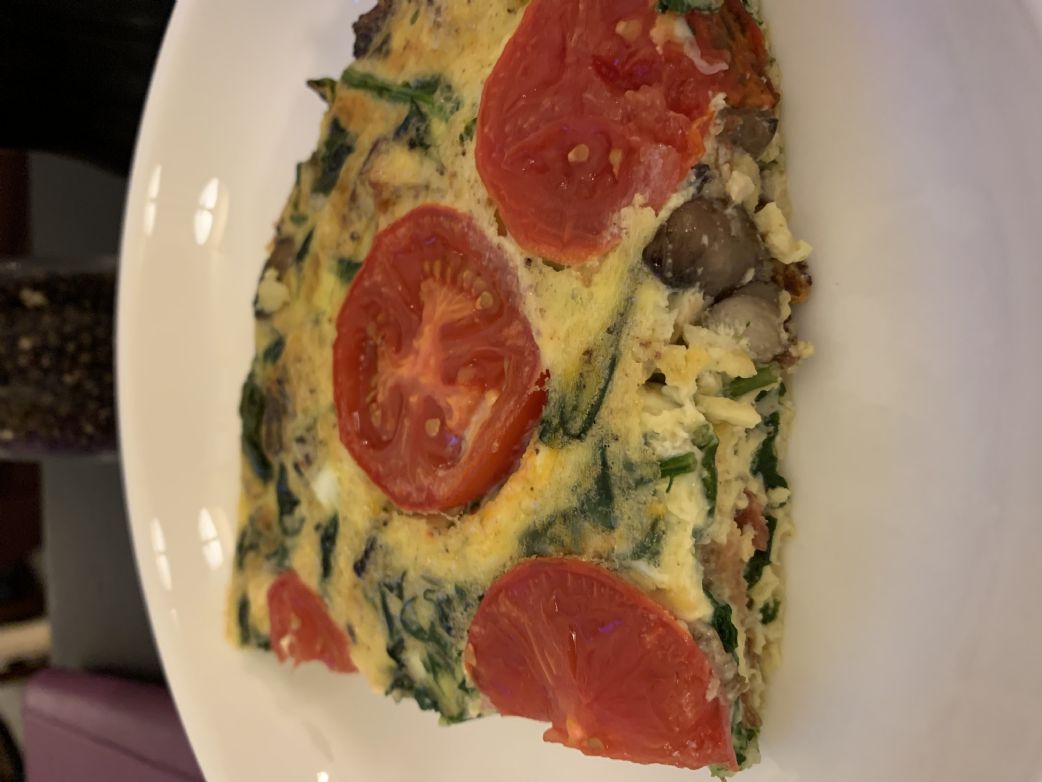 Bacon, Mushroom, Spinach Frittata