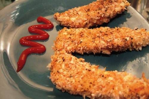 Baked Breaded Chicken Tenders and Potatoes