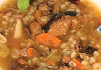 Slow cooker Moose and barley soup