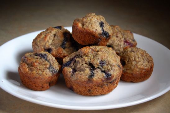 Whole Grain Banana, Blueberry and Walnut Muffins