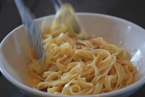 Fettuccine with lemon, parmesan and smoked salmon