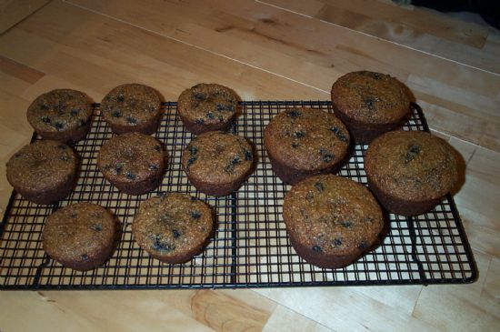 Low-Fat, Low-Calorie, High-Fiber, High-Protein Blueberry Bran Muffins