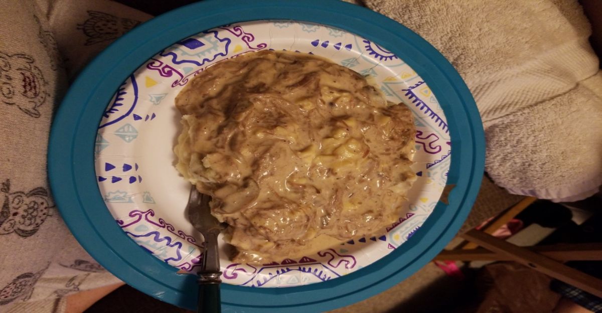 Venison Noodles Over Mashed Potatoes
