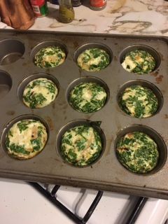 Spinach, Bacon, GoatCheese and Onion Eggwhite bakes