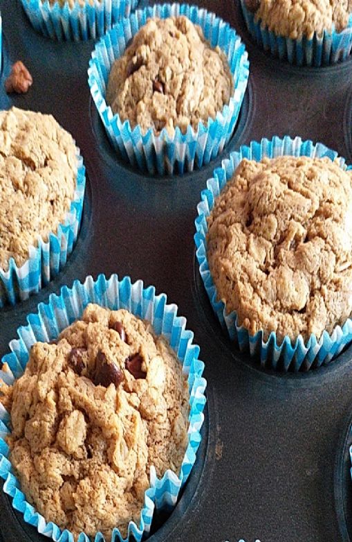 Peanut butter banana oat muffins