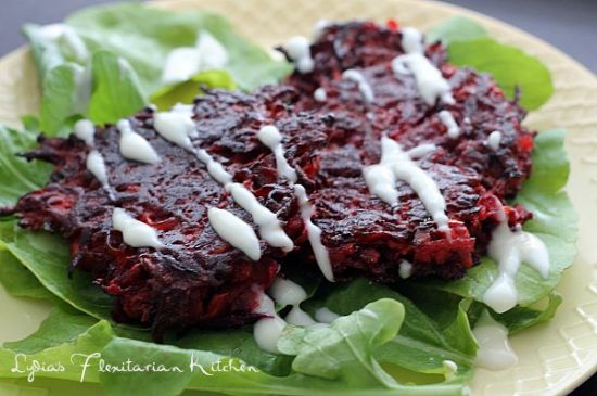 Beet and Sweet Potato Fritters