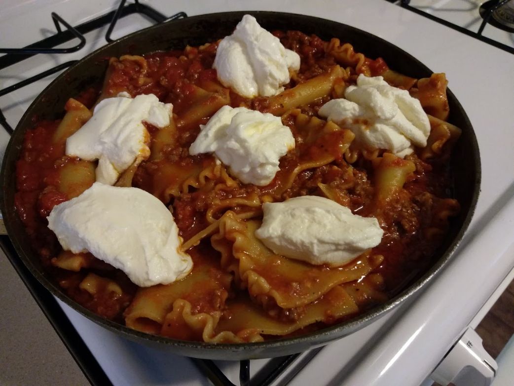 Pasta: Skillet Lasagna (my original version of a cook's country recipe)