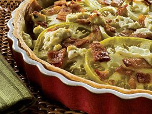 Paula Dean's Green Tomato and Bacon Tart (1 serving = 1/6 tart)