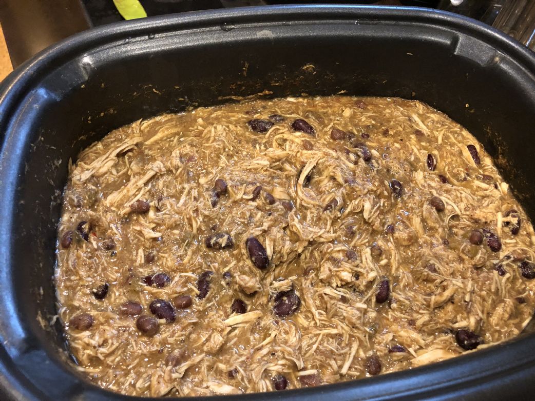 Chicken taco filling with green salsa, Crockpot