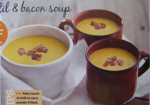 pumpkin, lentil and bacon soup